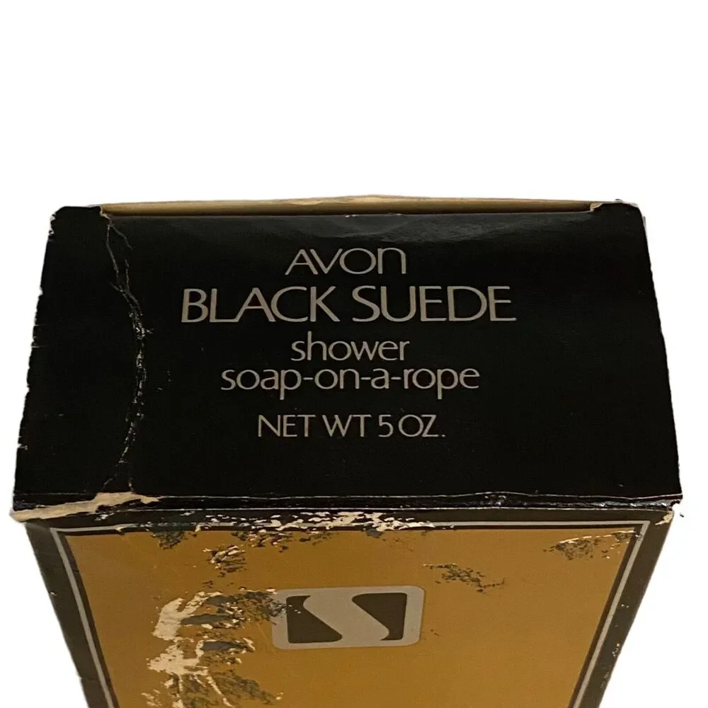 AVON black Suede 0.5fl oz cologne and Soap On A Rope New In Box